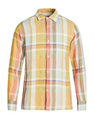 Shop Officine Generale Officine Générale Man Shirt Mustard Size S Linen In Yellow