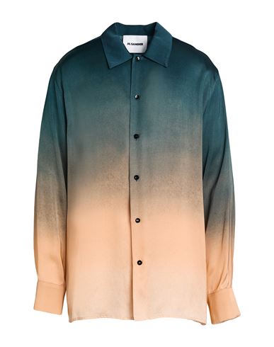 Jil Sander Man Shirt Deep Teal Size 16 ½ Viscose In Green