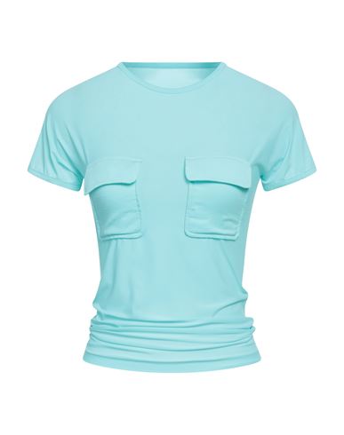 Sunnei Woman T-shirt Sky Blue Size Xl Polyamide, Elastane