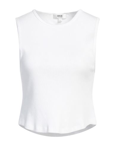 Shop Agolde Woman Tank Top White Size L Organic Cotton, Lyocell, Elastane