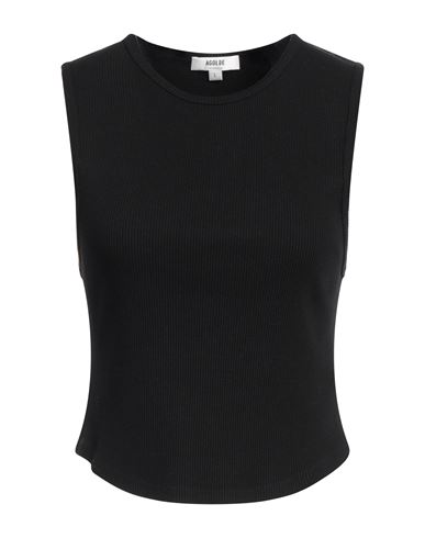 Agolde Woman Tank Top Black Size L Organic Cotton, Lyocell, Elastane