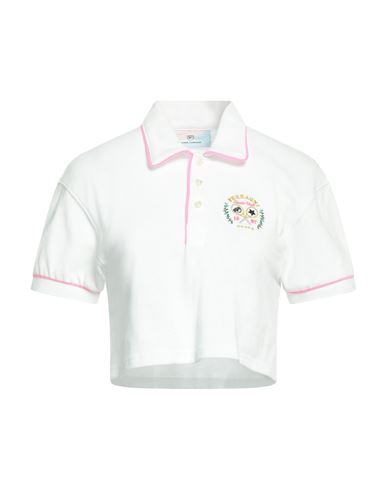 Chiara Ferragni Woman Polo Shirt White Size S Cotton, Polyester, Polyamide, Elastane