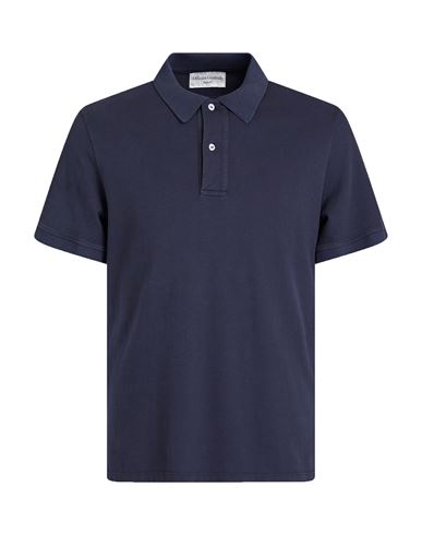 Shop Officine Generale Officine Générale Man Polo Shirt Navy Blue Size S Organic Cotton
