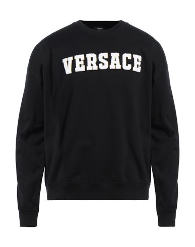 Versace Man Sweatshirt Black Size L Cotton, Wool, Acrylic, Polyester, Viscose