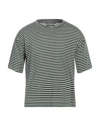 Shop Daniele Fiesoli Man T-shirt Dark Green Size Xxl Linen, Cotton, Elastane