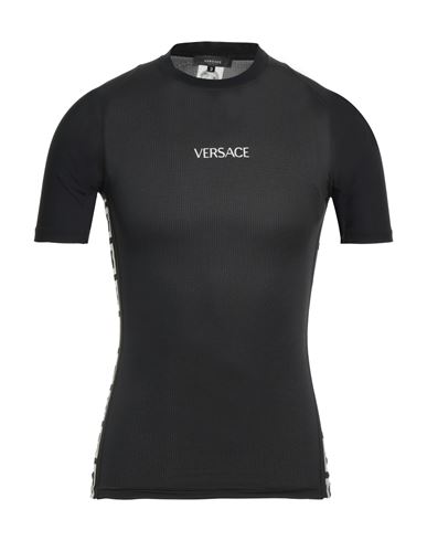Versace Man T-shirt Black Size 44 Polyester, Elastane, Polyamide