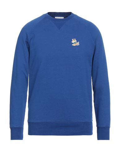 Maison Kitsuné Man Sweatshirt Bright Blue Size L Cotton
