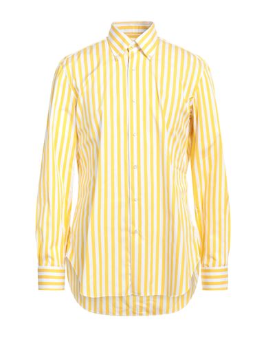 Barba Napoli Man Shirt Ocher Size 17 Cotton In Yellow