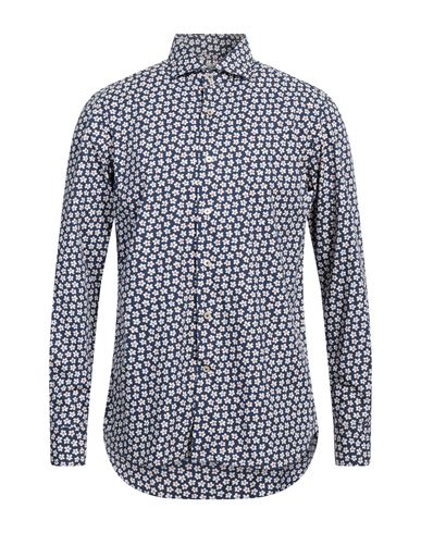 Shop Alessandro Gherardi Man Shirt Navy Blue Size 16 ½ Cotton