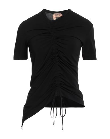 N°21 Woman T-shirt Black Size 10 Viscose, Polyester, Elastane