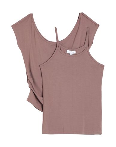 Topshop Woman T-shirt Dove Grey Size L Modal, Elastane