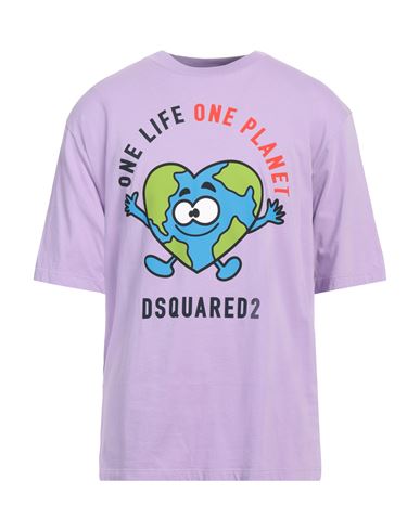 Dsquared2 Man T-shirt Lilac Size M Cotton In Purple