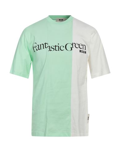 Msgm Man T-shirt Light Green Size L Organic Cotton