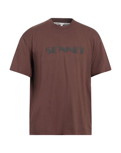 Sunnei Man T-shirt Cocoa Size L Cotton In Brown