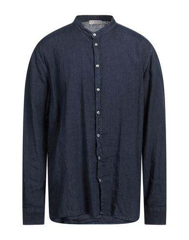 Shop John Wellington Man Shirt Navy Blue Size 48 Linen