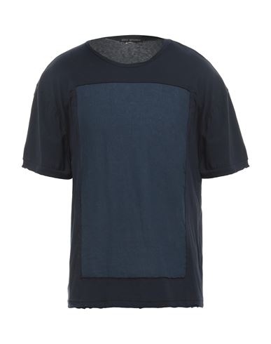 Shop Daniele Alessandrini Man T-shirt Midnight Blue Size M Cotton, Linen