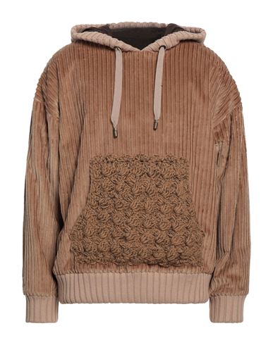 Dolce & Gabbana Man Sweatshirt Camel Size 42 Cotton, Wool, Acrylic, Polyamide, Elastane In Beige