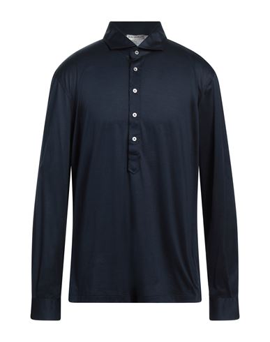 Shop John Wellington Man Shirt Midnight Blue Size 48 Cotton