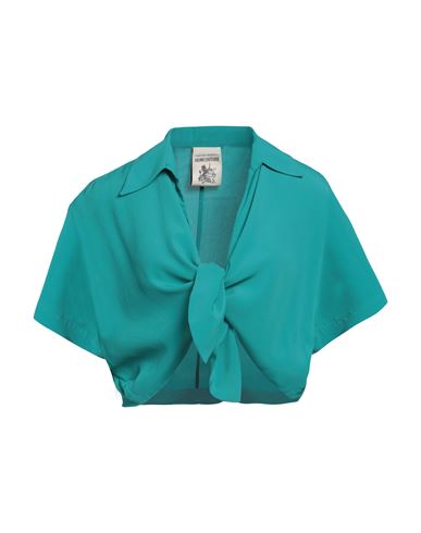 Semicouture Woman Shirt Deep Jade Size 6 Acetate, Silk In Green
