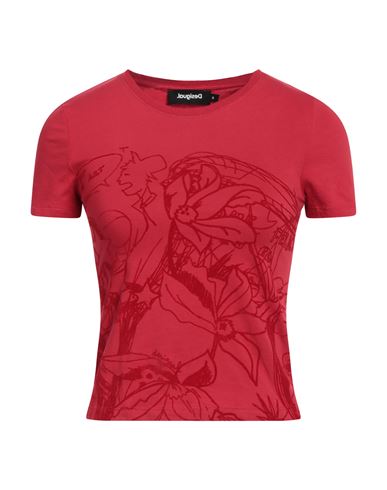 Desigual Woman T-shirt Red Size M Cotton, Elastane