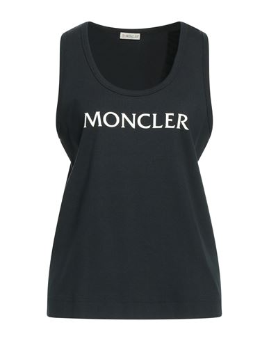 Moncler Woman Tank Top Midnight Blue Size S Cotton, Elastane In Black