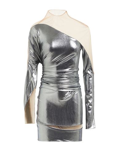 Mugler Woman Midi Dress Silver Size 8 Polyamide, Elastane