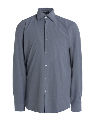 Hugo Boss Boss Man Shirt Navy Blue Size 17 Polyester, Elastane