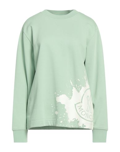 Moncler Woman Sweatshirt Light Green Size S Cotton, Polyamide