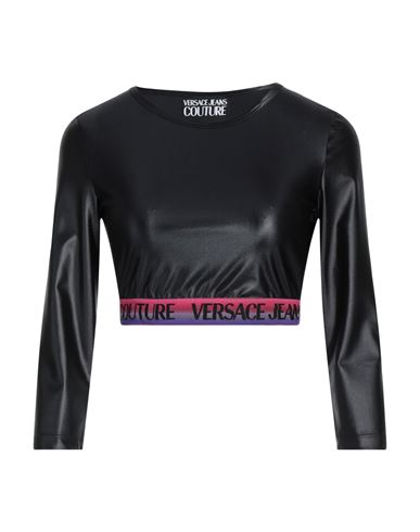 Versace Jeans Couture Woman T-shirt Black Size 6 Polyamide, Elastane