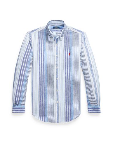 Polo Ralph Lauren Man Shirt Blue Size Xxl Linen