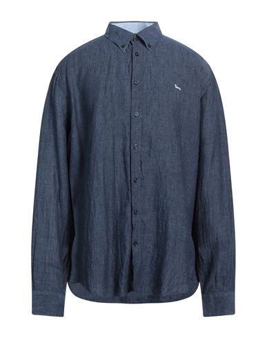 Harmont & Blaine Man Shirt Navy Blue Size M Linen