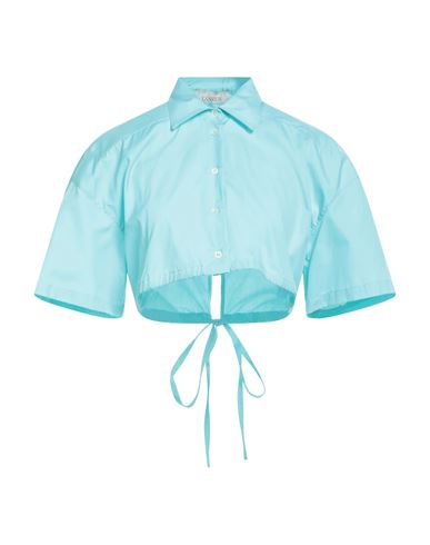 Shop Laneus Woman Shirt Turquoise Size 4 Cotton In Blue