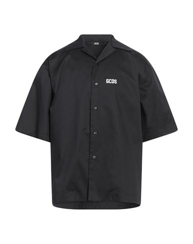 Gcds Man Shirt Black Size M Polyester, Cotton