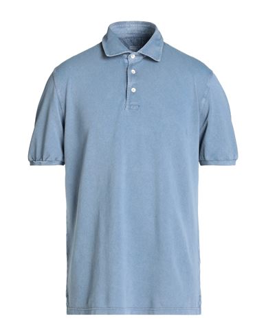 Fedeli Man Polo Shirt Slate Blue Size 46 Cotton