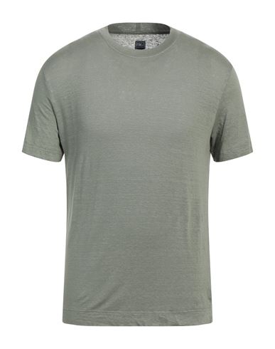 Shop Fedeli Man T-shirt Military Green Size 38 Linen, Elastane