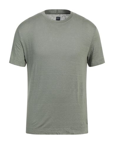 Fedeli Man T-shirt Military Green Size 44 Linen, Elastane In Green