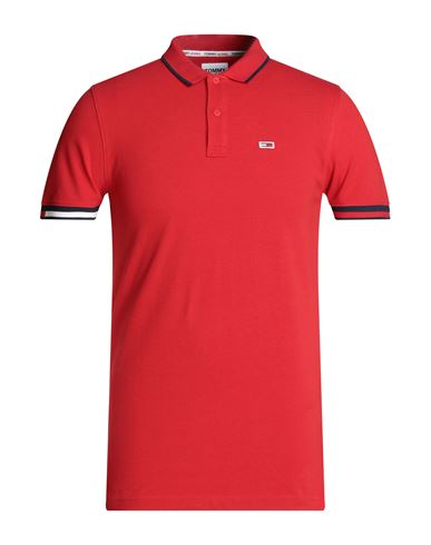 Tommy Jeans Man Polo Shirt Red Size Xs Cotton