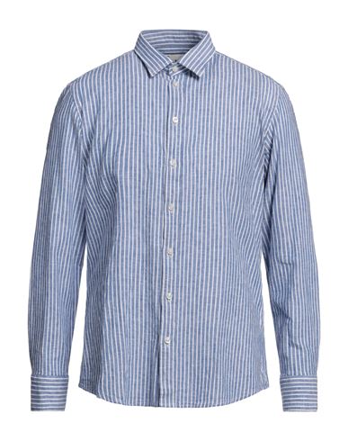 Bastoncino Man Shirt Blue Size 16 Linen, Cotton