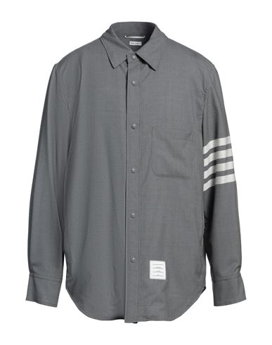 Shop Thom Browne Man Shirt Grey Size 5 Cotton