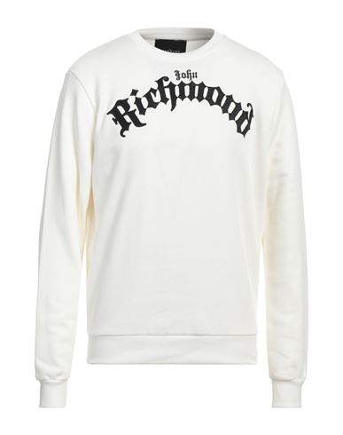 John Richmond Man Sweatshirt Cream Size L Cotton, Polyester In White
