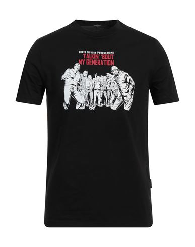Three Stroke Man T-shirt Black Size M Cotton