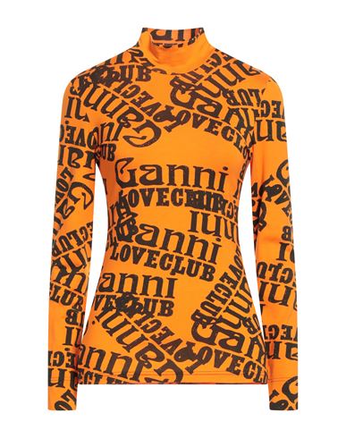 Ganni Woman T-shirt Orange Size 6 Lyocell, Elastane