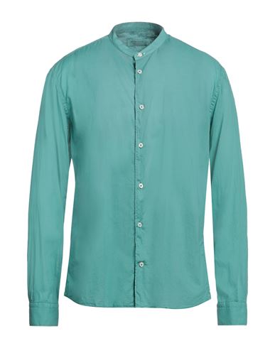 Mastricamiciai Man Shirt Green Size 17 ½ Cotton, Elastane