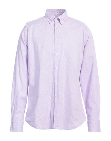 Gmf 965 Man Shirt Lilac Size 17 ½ Linen, Cotton In Purple