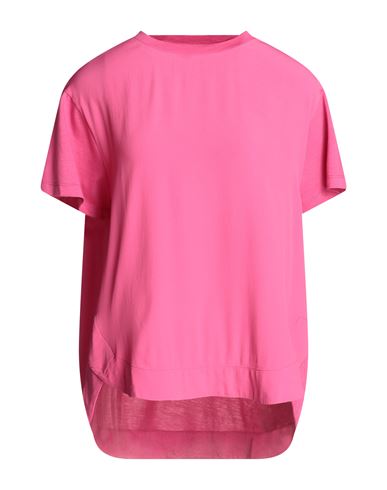 19.70 Nineteen Seventy Woman T-shirt Fuchsia Size L Lyocell, Cotton In Pink