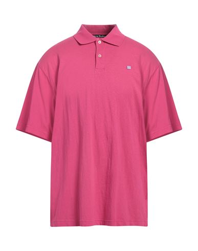 Acne Studios Man Polo Shirt Fuchsia Size L Cotton In Pink