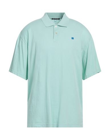 Acne Studios Man Polo Shirt Turquoise Size Xl Cotton In Blue