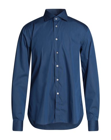 Shop Rossi Man Shirt Blue Size 17 Cotton, Polyamide, Elastane