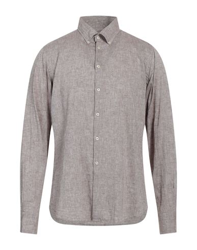 Gmf 965 Man Shirt Khaki Size 17 Linen, Cotton In Beige