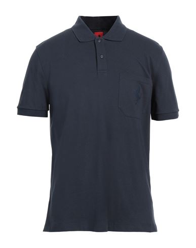 Ferrari Man Polo Shirt Navy Blue Size L Organic Cotton, Elastane